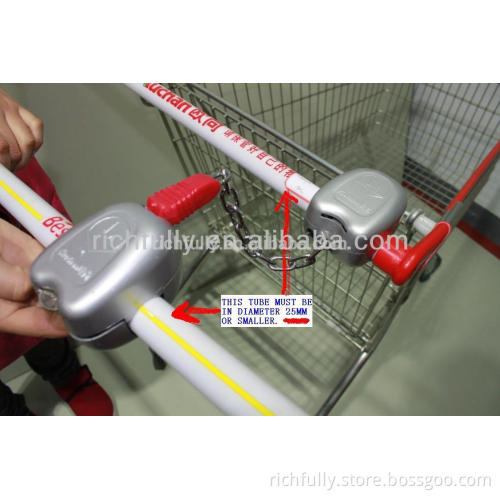 Worldwide used supermarket shopping trolley coin lock